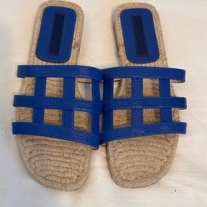 INGRID INCISA OLYMPIA CAGED LEATHER ESPADRILLE SANDALS IN COBALT Sz 38 7.5